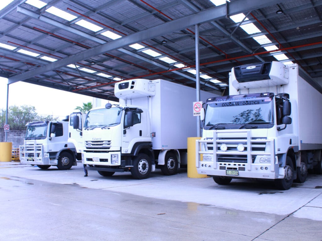 Refrigerated transport fleet of Icelander Logistics departing for next-day delivery