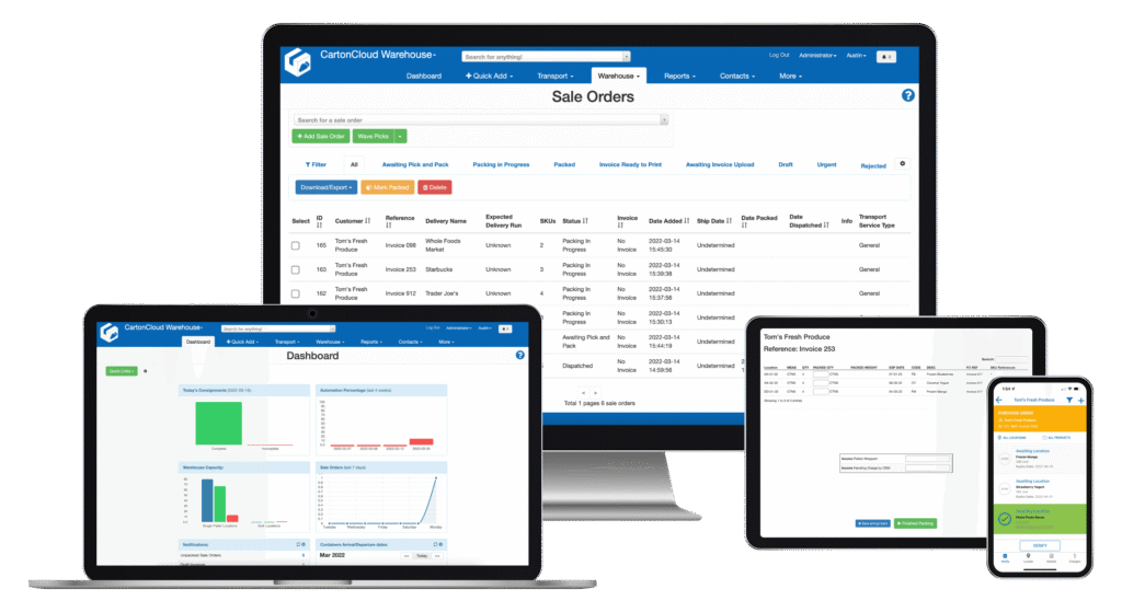 Cold-storage warehouse staff using WMS (Warehouse Management System) for cold freight inventory