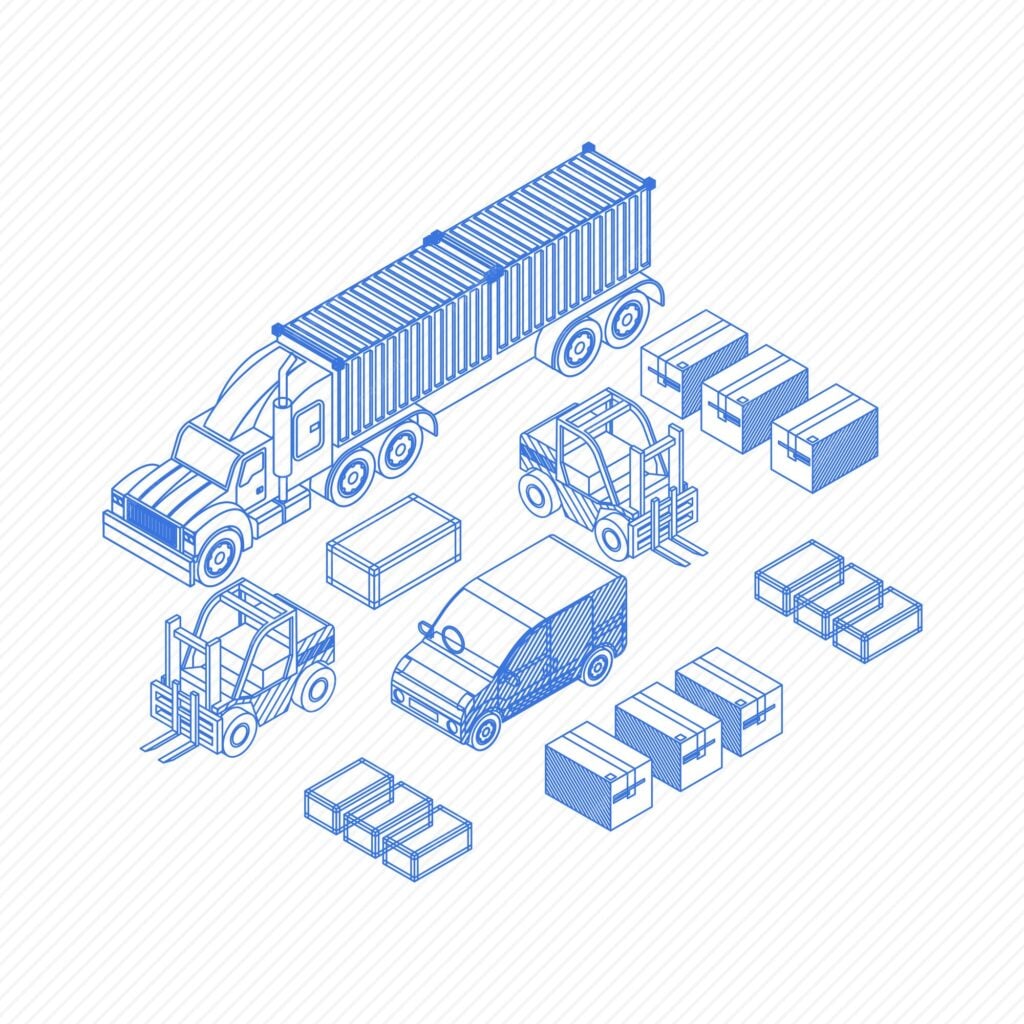 Diagram of racks in temperature-controlled cold storage for logistics