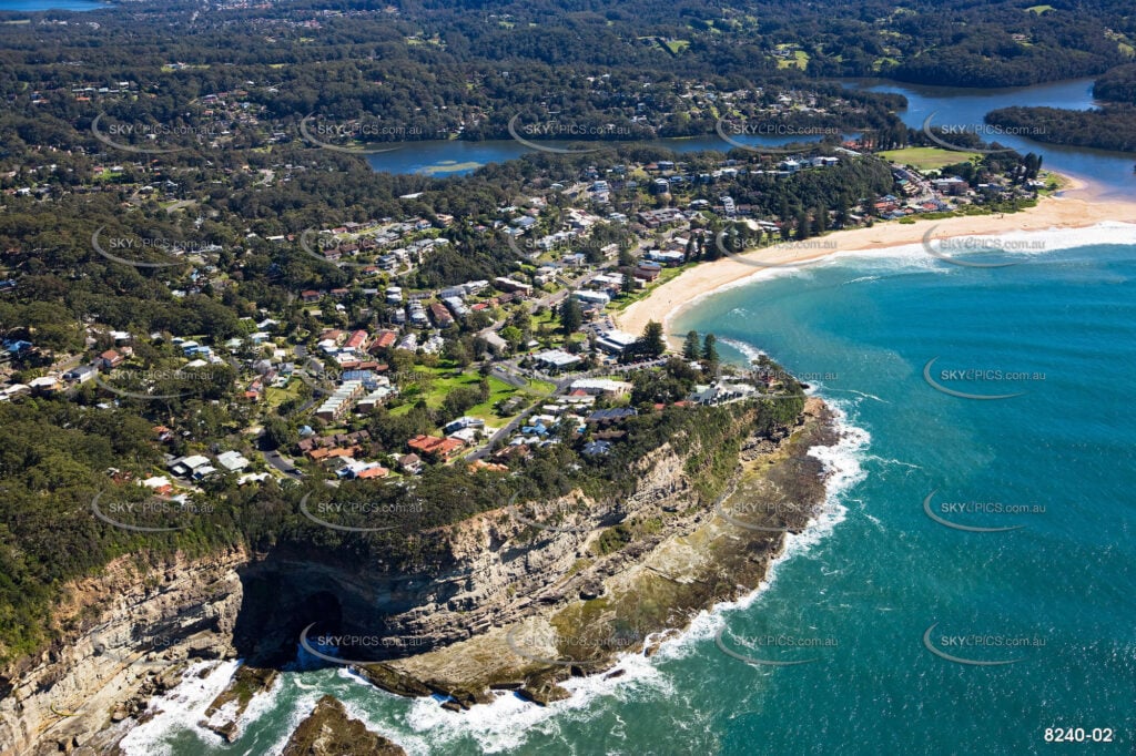 aerial shot of avoca beach, central coast