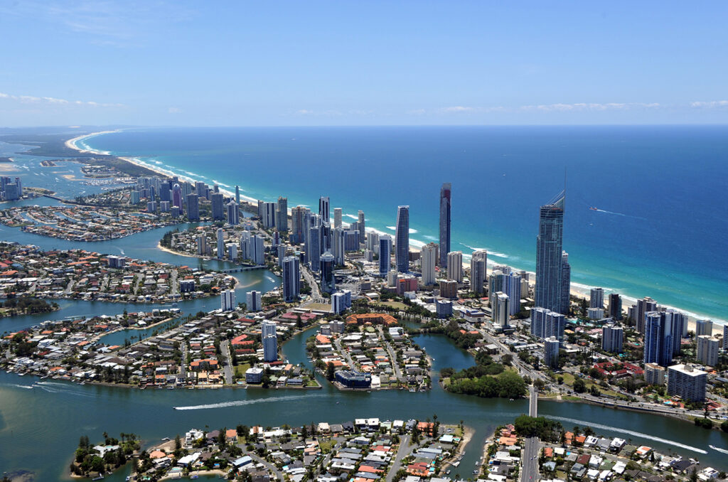 aerial shot of gold coast